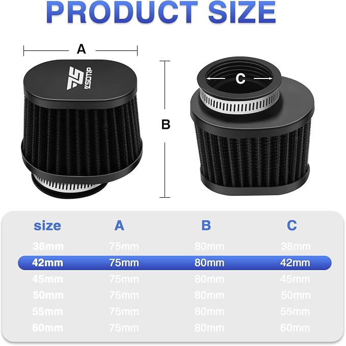 2PCS Motorcycle Air Filter Universal 42MM Replacement Engine Filter Dirt Bike - Image 2