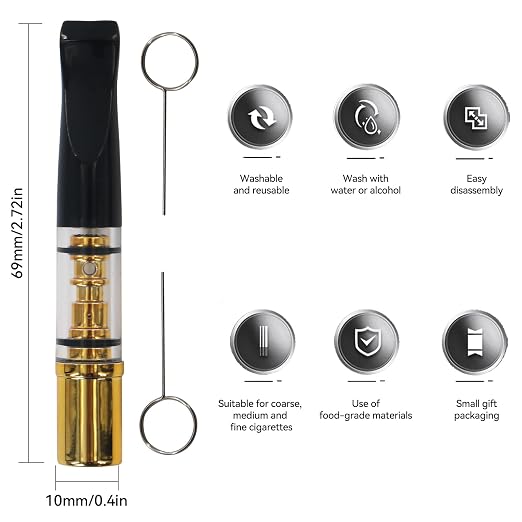 Cigarette Filters Gold Plating 10pcs Cigarette Holder Reusable Clean Tar - Image 2