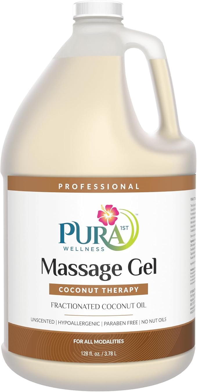 Coconut Therapy Massage Gel, Pura Wellness Massage Gel, Professional Deep Tissue Therapy, Coconut, Unscented, Recovery, 128oz