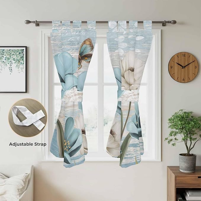 Spring Floral Bathroom Curtains 63 Inch Length, Window Curtains Tab Top - Image 5