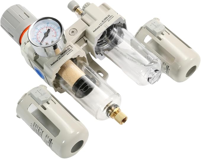 3/8" NPT Compressed Air Filter Regulator Lubricator Combo, Water/Oil Trap - Image 4