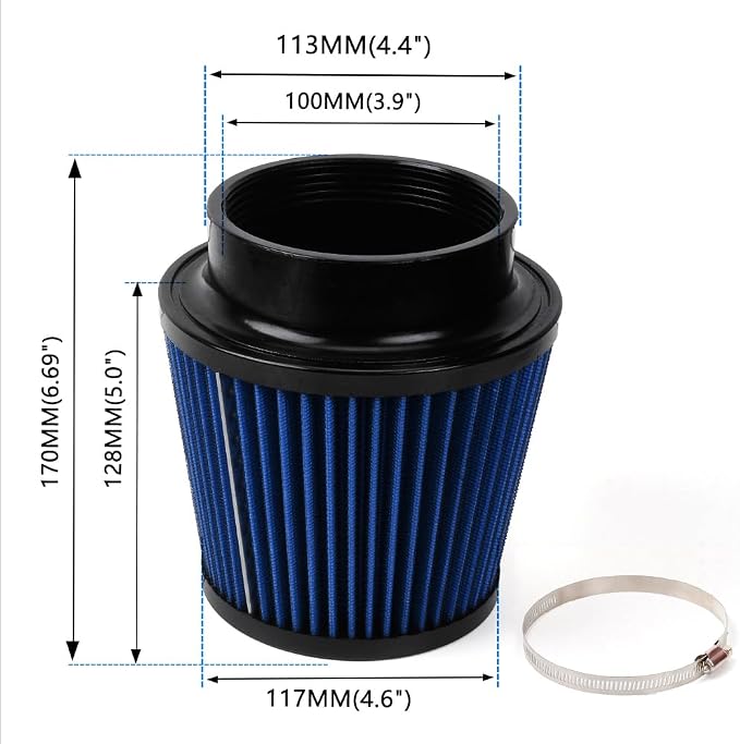 4" Inlet Car Performance Reusable Cold Air Intake Filter Universal 100mm - Image 5
