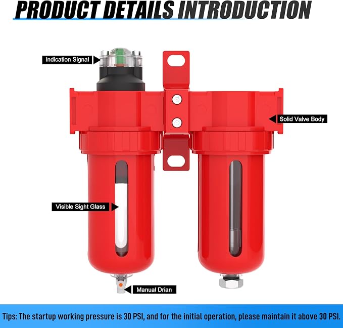 1/4" NPT Aluminium Air Drying System, Coalescing Filter, Desiccant Dryer and - Image 4
