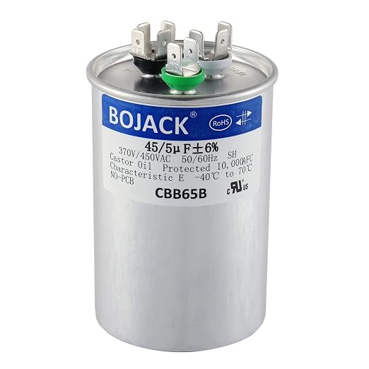 BOJACK 45+5 uF 45/5 MFD ±6% 370V/440VAC CBB65 Dual Run Circular Start Capacitor by BOJACK