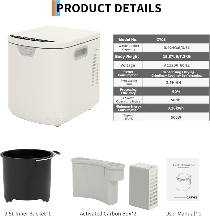 3.5L Electric Composter Countertop, 3 Modes Kitchen Smart Compost Bin - Image 7