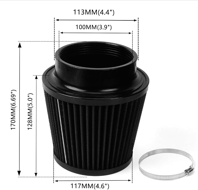 4" Inlet Car Performance Reusable Cold Air Intake Filter Universal 100mm - Image 5