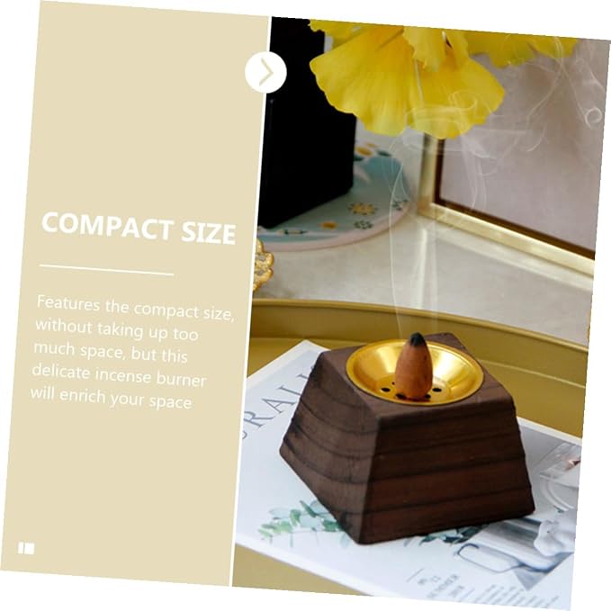 DOITOOL Retro Wooden Incense Holder Desktop Tray Black Wood Incense Burner - Image 9