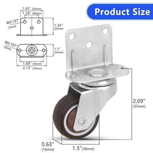 Side Mount Casters Set of 4 - Image 2