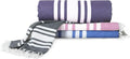 Turkish Cotton Beach Towel Pack of 4 & 1 Boho Tote Bag - Hammam Towels - No Shrink - Quick Dry - Lightweight - Sand Free - Camping - Pool - Beach Essentials - Blue,Gray,Purple, Coral (40"x70")