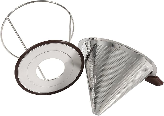 304 Stainless Steel Coffee Cone Filter, Double Layer Mesh Drip Dripper - Image 2