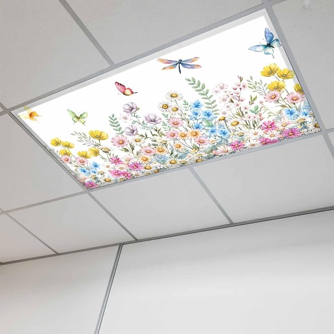 Fluorescent Light Covers for Ceiling Lights Spring Flowers Magnetic Light by Home+L6