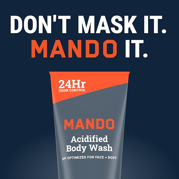 Mando Odor Shield Body Wash - 24 Hour Control - Removes Odor Better than Soap - SLS and Paraben Free, Skin Safe - 8.5 Ounce (Mt Fuji)