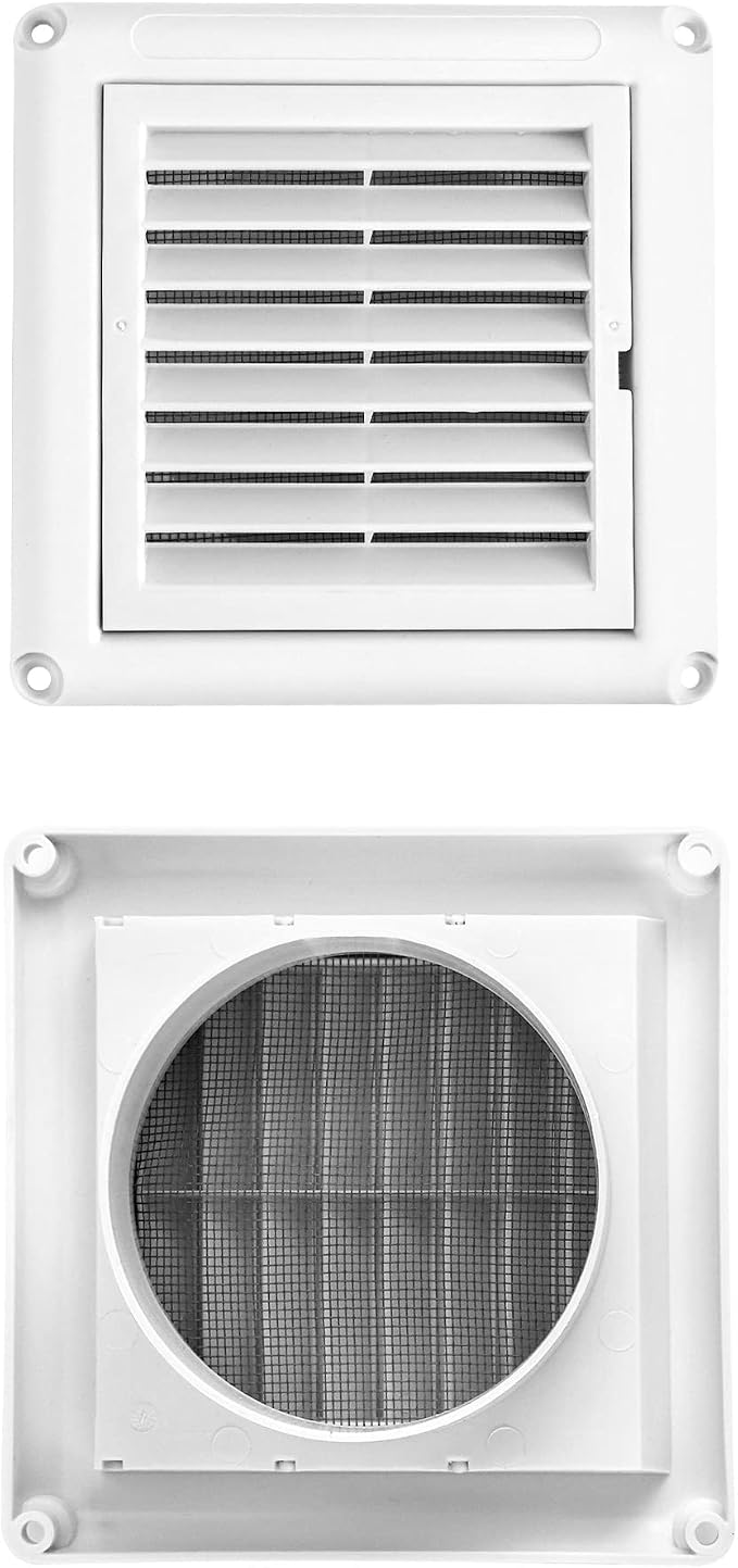 QWORK Air Vent ABS Louver Grille Cover, 2 Pack 4" Square Covers - Image 2