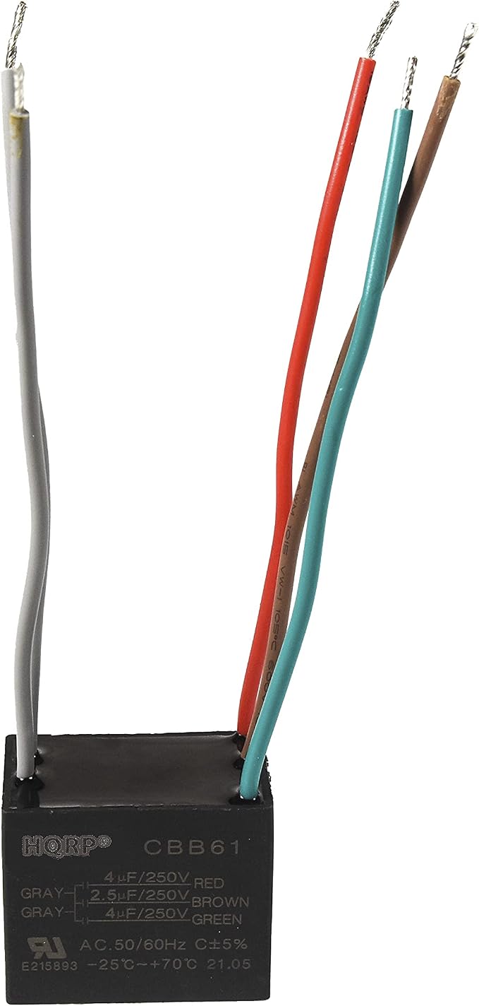 HQRP Capacitor Compatible with Harbor Breeze Ceiling Fan 4uf+2.5uf+4uf 5-Wire - Image 3