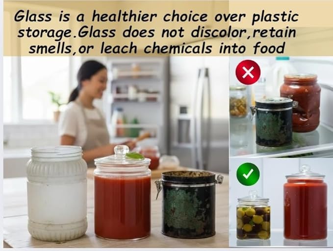 1.5 Gallon Glass Jar With Lid - Extra Gasket - Glass Cookie Jar - Glass Storage Container, Clear Canisters with Airtight Lids, Flour, Pet Treats, Kitchen Food Storage, for Pantry or Laundry