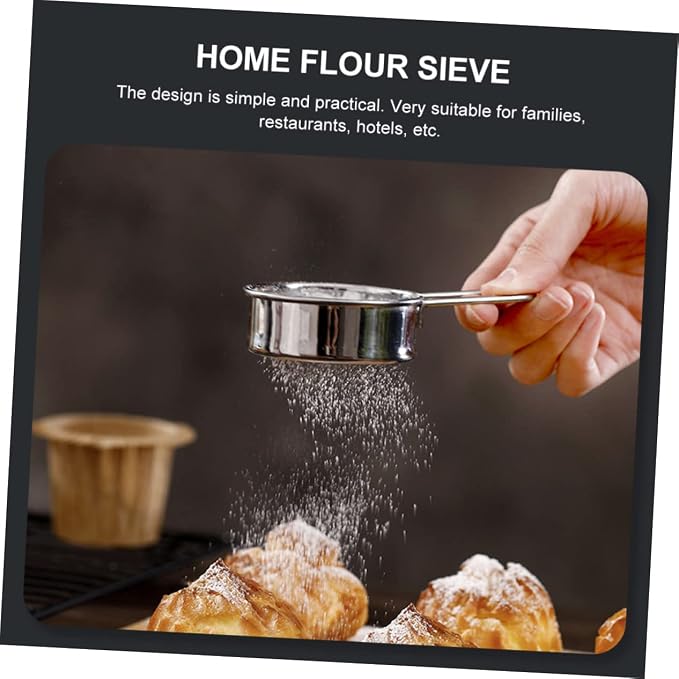 2pcs Stainless Steel Powdered Sugar Sieve Flour Sieve Sugar Sifter Baking - Image 2