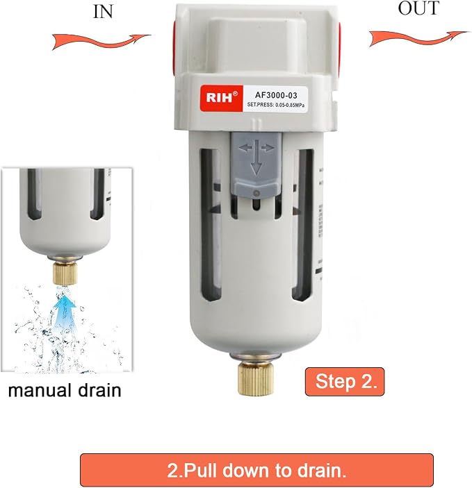 RIH 3/8" NPT Air Dryer for Compressor, Air compressor water separator, air - Image 3