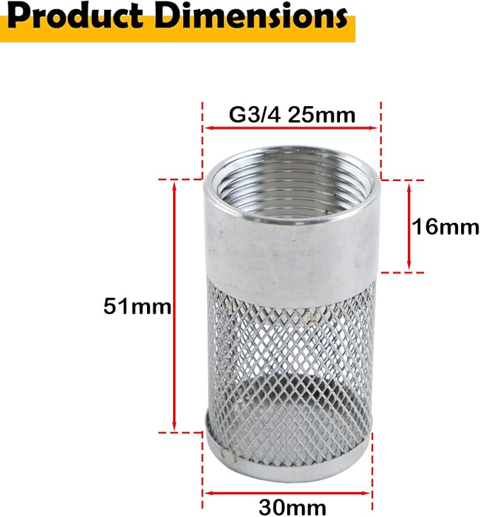 Dia Hose Inlet Suction Strainer Filter, Stainless Steel Water Pump Filter - Image 6