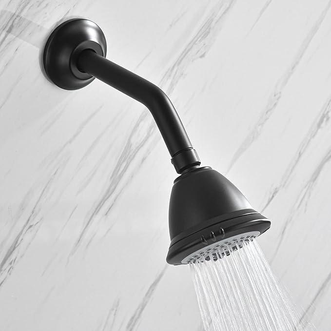 BESTILL Wall Mounted 8 Inch Shower Head Arm, Shower Arm and Flange Included, Matte Black