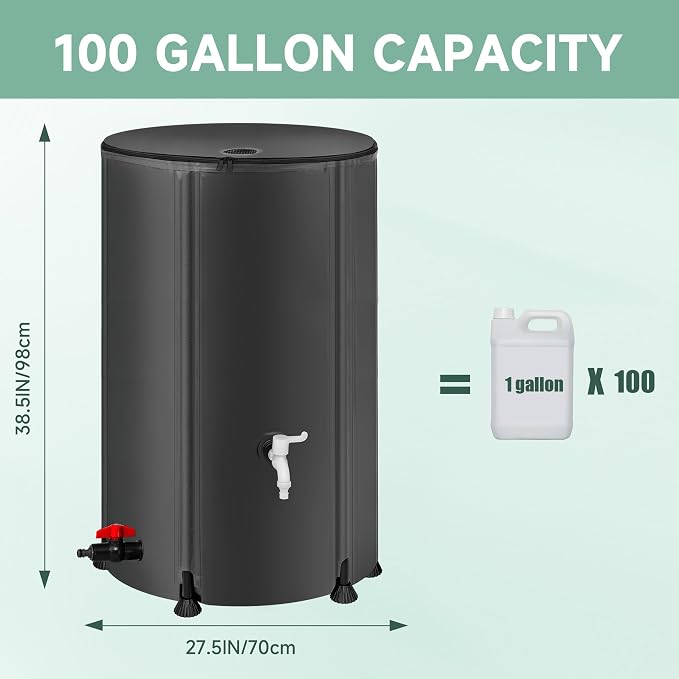 Collapsible Rain Barrel Water Storage Containers-100 Gallon Portable Rainwater - Image 4
