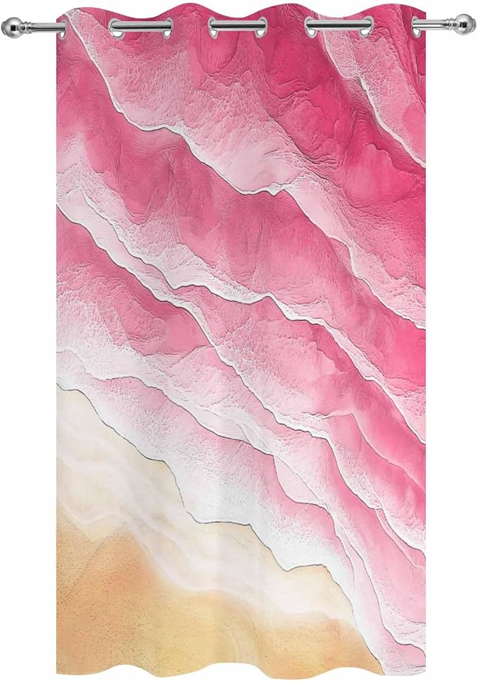 Ocean Outdoor Curtains for Patio Beach Waves Watercolor Abstract Gradient Pink - Image 9