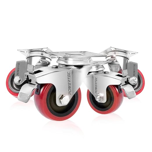 POWERTEC 2 Inch Swivel Caster Wheels Set of 4 by POWERTEC