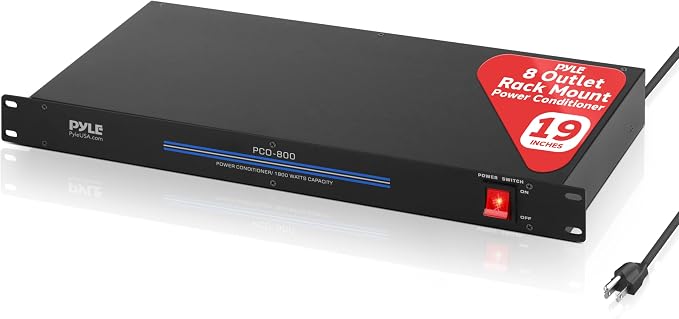 Pyle 1800W 8-Outlet Rack Mount Power Conditioner - 15 Amp Surge Protector - by PyleUSA