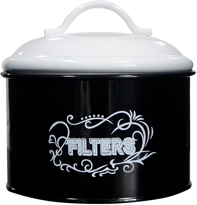 SOTECH Coffee Filter Holder Storage Metal Box Black Container Organizer Round by SOTECHLLC