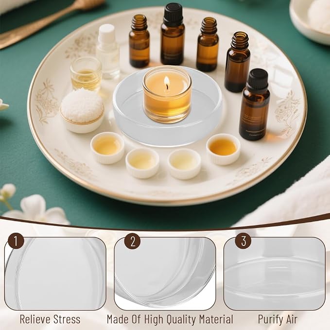 Replacement Wax Warmer Dish, Round Glass Dish Wax Melt Candle Warmer Bowl Plate - Image 4