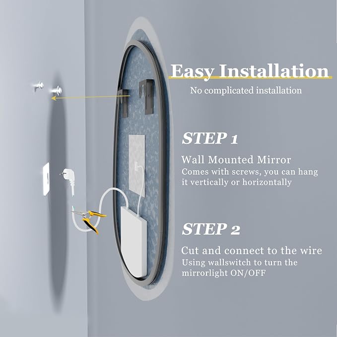 LUVODI Lighted LED Bathroom Mirror: 28”x20”Irregular Stone Pattern Frosted Wall - Image 8
