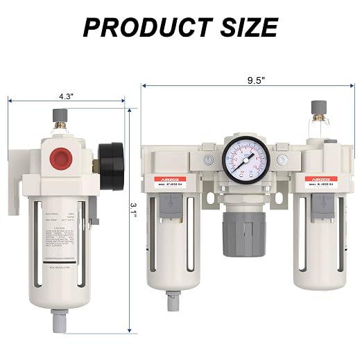 AIRZOE 1/2” NPT Air Compressor Filter, Regulator and Lubricator Combos FRL - Image 2