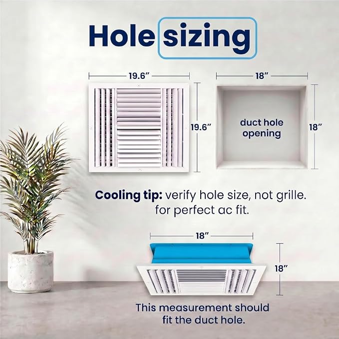 18x18 Aluminum 4-Way Air Register HVAC Vent Cover Wall Ceiling Multi-Shutter - Image 3