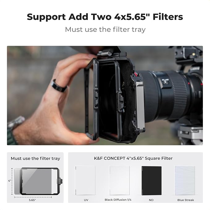 K&F CONCEPT Mini Matte Box +ND4+ND32 Filters Kit, DSLR Matte Box - Image 3