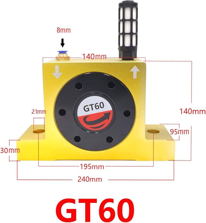 GT60 Industrial Turbine Vibrator, G 1/2" Pneumatic Compressed Air Power Wheel - Image 3