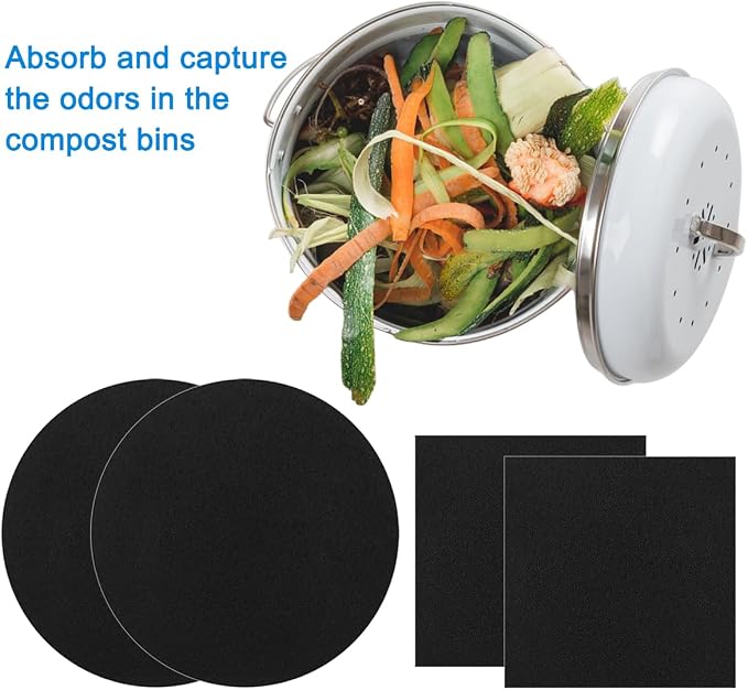 4 Pack Charcoal Filters for Compost Bucket, 6.7inch & 5inch Compost Filters for - Image 7