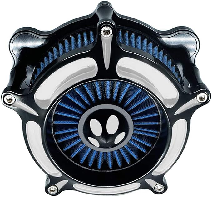 Motorcycle Air Filter Turbine Intake Cleaner Kit Cnc Cut Chrome by Unknown
