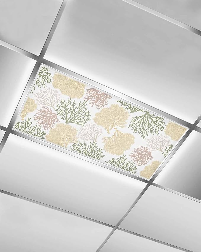 Fluorescent Light Covers for Ceiling Lights Nautical Coastal Ocean Coral by Home+L6