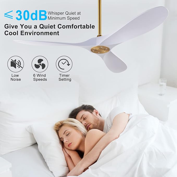 QUTWOB 52" Ceiling Fan with Remote Control No Lights, Modern Reversible DC - Image 2
