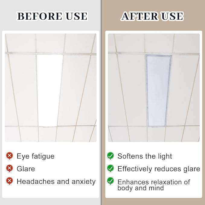 2 Pcs 1 x 4 ft Magnetic Fluorescent Light Covers Fabric Ceiling Light Filter - Image 3