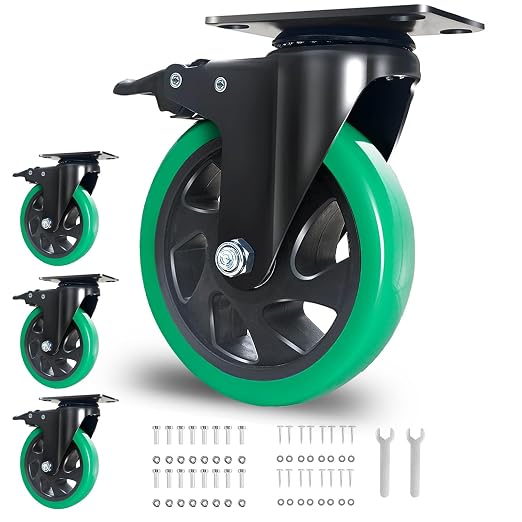 5 Inch Caster Wheels, Silent Polyurethane Castor Wheels by BZOLIHEU