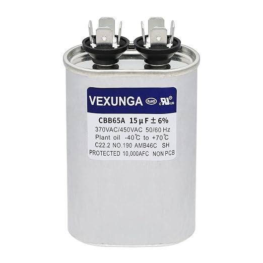 VEXUNGA 15uF 370/440VAC 50/60Hz CBB65 CBB65A Oval Run Start Capacitor 15 MFD by VEXUNGA