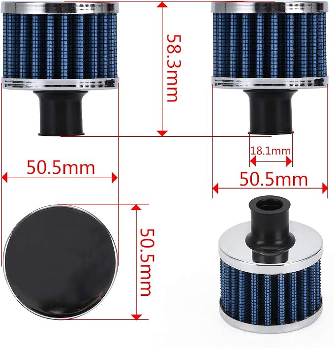 PTNHZ Universal 2 PCS 12mm Auto Cone Mini oil Air Intake Filter Crankcase Vent - Image 5
