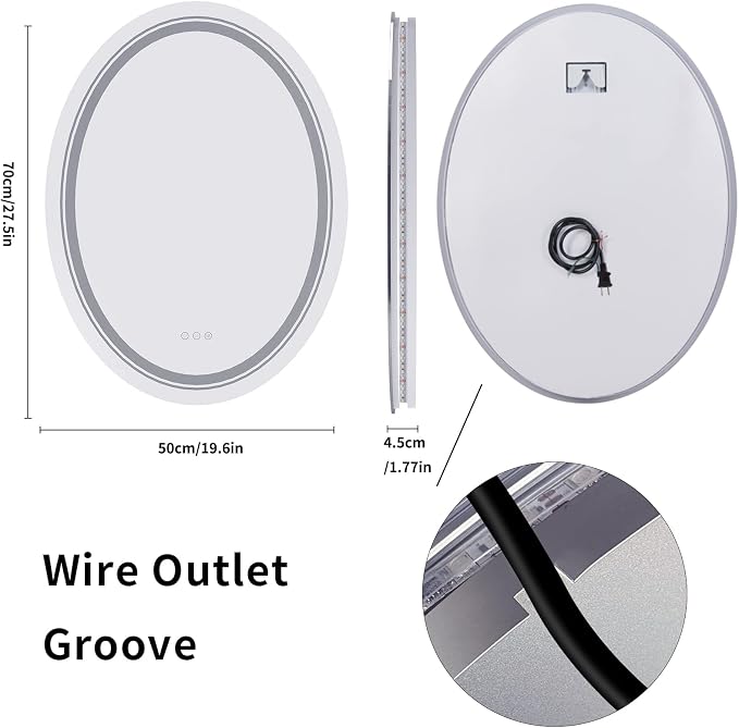 LUVODI Lighted LED Bathroom Mirror: 28”x20” Oval Wall Mounted Makeup Mirror - Image 9