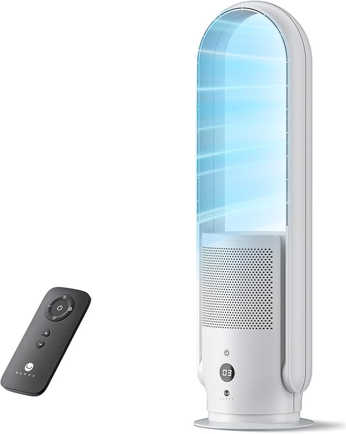 U ULTTY Bladeless Fan with Air Purifier, Quiet Tower Fan with Remote, 9 Speeds by UULTTY