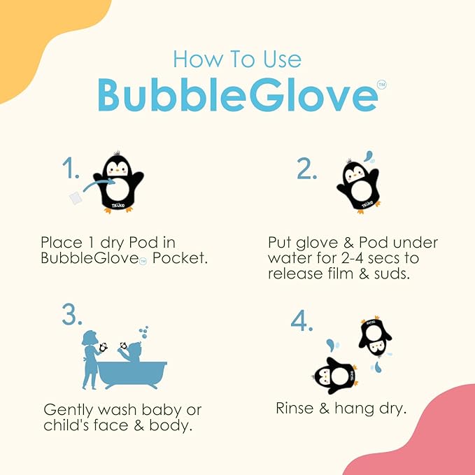TruKid Strawberry Bubble Podz & BubbleGlove Set – Bubble Bath Pods with 2 Wash Gloves for Kids and Toddlers