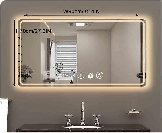 Smart Lighted Bathroom Mirror for Wall，Illuminated LED Bathroom Mirror，Lighted - Image 2