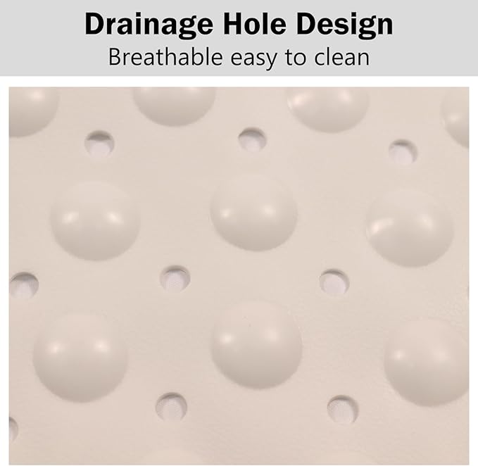 Mrcrypos Corner Shower Mats 31 x 31 Inches Bath Mat with Suction Cups and Drain Holes, Quick Dry Anti Slip Bathmat Machine Washable Shower Stall Mats for Bathroom, White