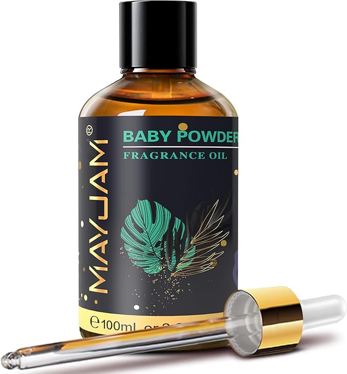 MAYJAM 100ML/3.38FL.OZ Baby Powder Fragrance Oils with Glass Dropper, Essential Oils for Diffusers for Home, Long Lasting Scented Oils for Diffusers Soap Candle Making