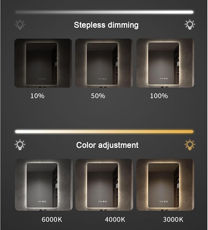 Bathroom Mirror with LED Lights，Bathroom Led Mirror ，Backlit Bathroom Mirror - Image 4