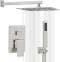 Gabrylly Shower System, High-Pressure 10" Stainless Steel Rain Showerhead with handheld Spray Combo, Rainfall Shower Faucet Set Complete, 2 Way Valve Included, Brushed Nickel